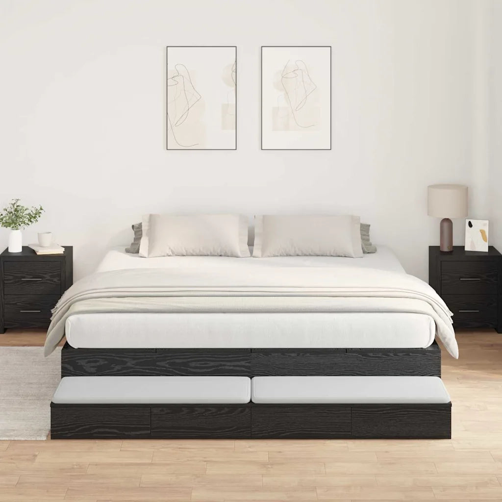 Struttura letto con contenitore con cassetto Rovere Nero 200 cm 3335622