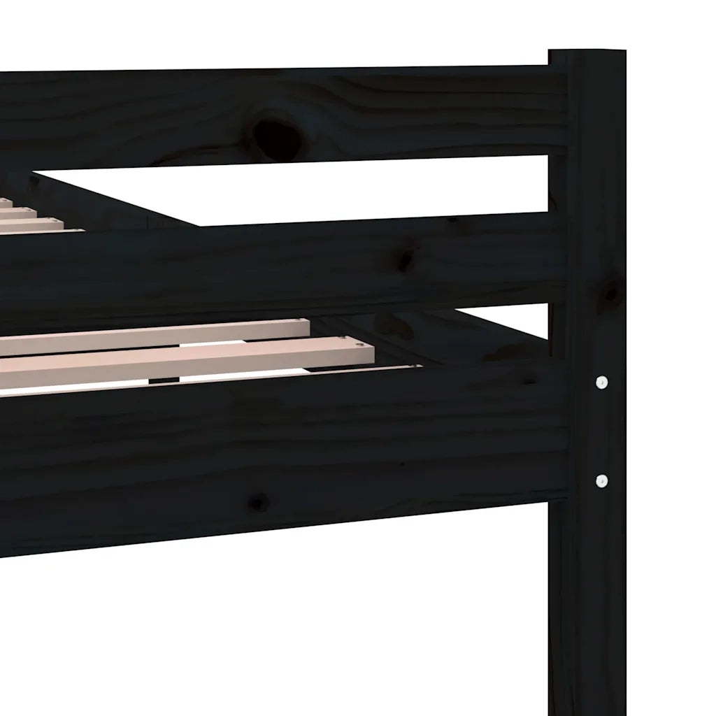 Giroletto-Struttura Letto Nero in Legno Massello 100x200 cm 686711