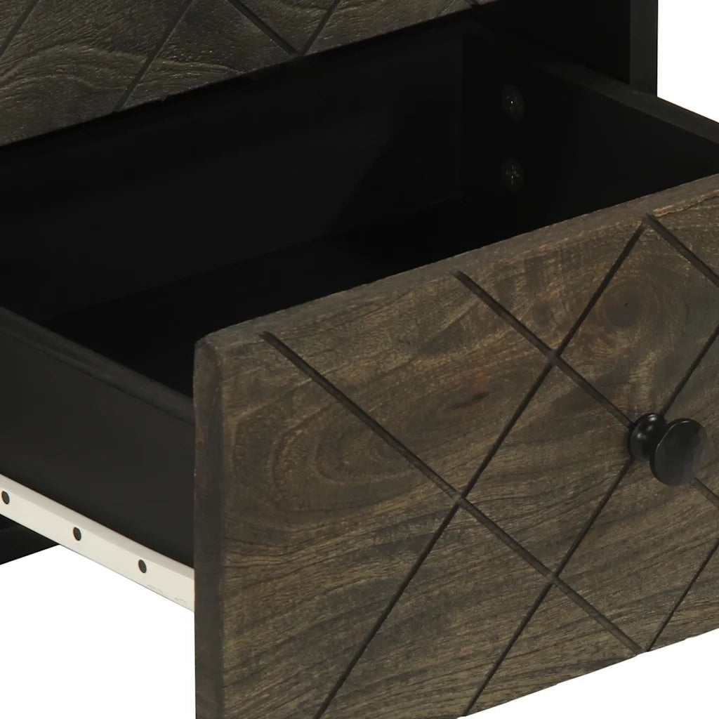 Comodini 2pz-Set di 2 Tavolino da notte Neri 40x33x46 cm in Legno Massello di Mango 258393