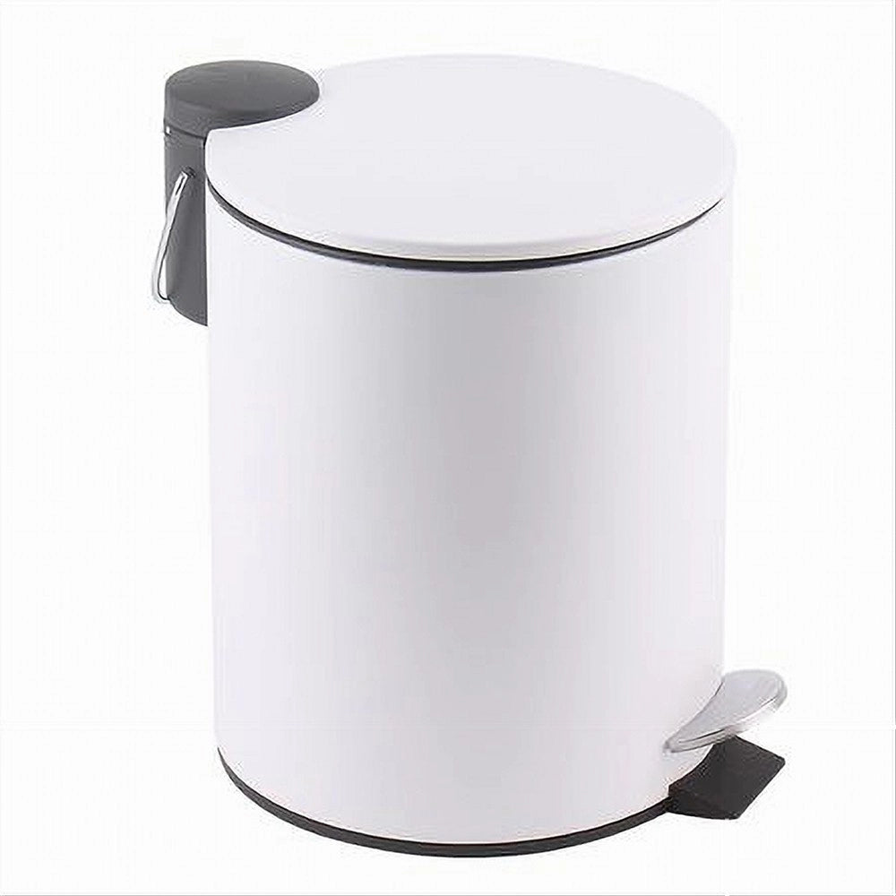 Trade Shop - Pattumiera Acciaio A Pedale 3lt Bidone Cestino Spazzatura Bagno Casa Bianco 87449 -