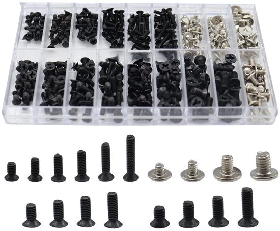 Assortimento di viti a 360 pezzi - M2/M2,5/M3 - Viti in acciaio inossidabile - Scatola di conservazione - Materiale di fissaggio resistente e duraturo
