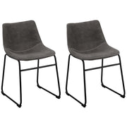 Set di 2 sedie da pranzo con rivestimento in tessuto grigio e gambe nere in stile retrò rustico