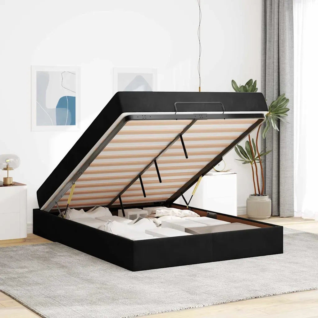 vidaXL Struttura del letto con materasso Nero 140 x 200 cm Velluto