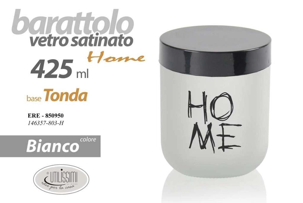 Barattolo da Cucina in Vetro Satinato Bianco Home 425 cc 10 cm