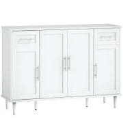 Credenza Buffet Elegante con 2 Cassetti e 3 Armadietti con Ripiani Regolabili, in Legno, 120x38x86 cm, Bianco