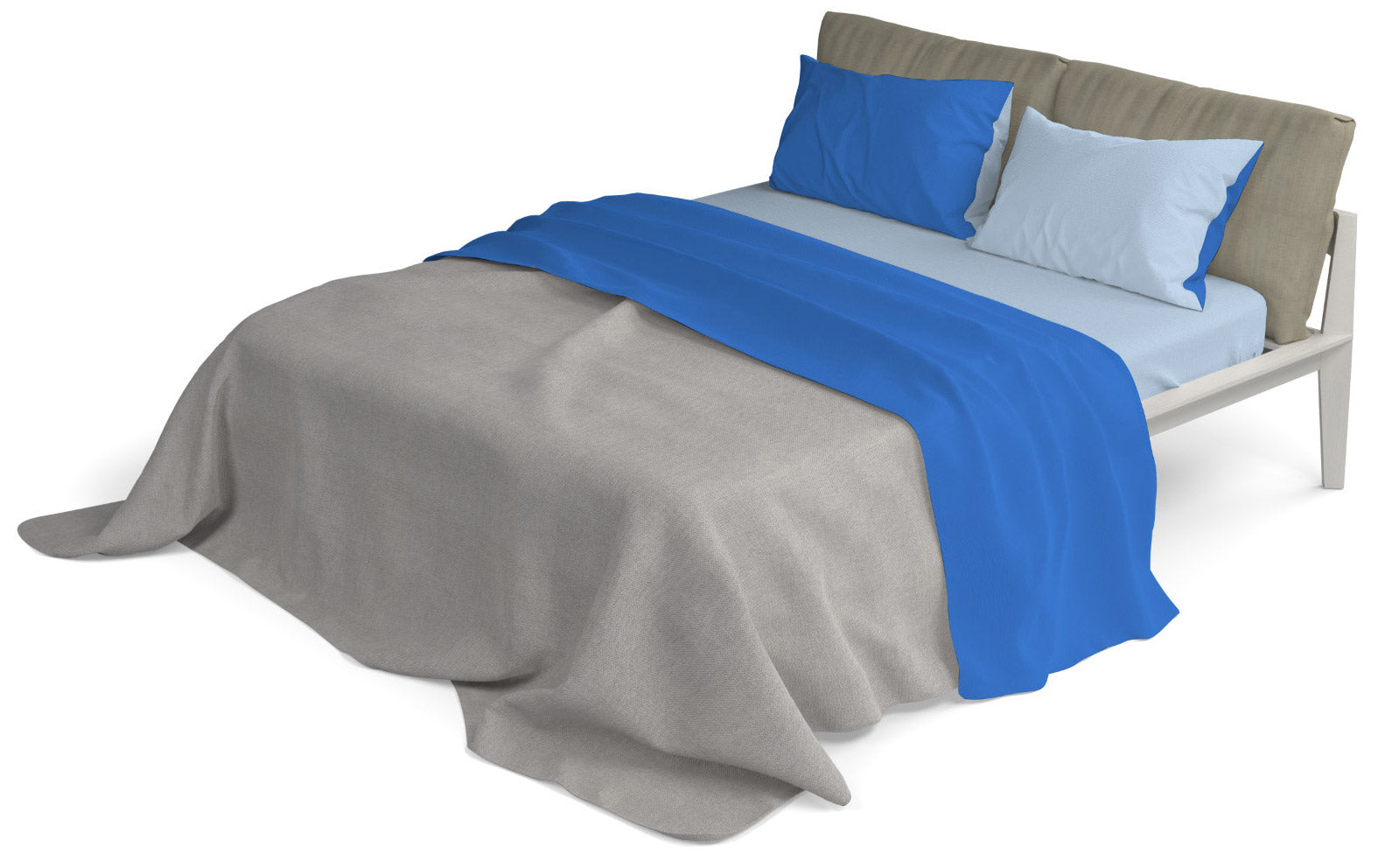 Set Lenzuola Sopra Sotto e Federe Doubleface Royal/Azzurro 1 Piazza e Mezzo