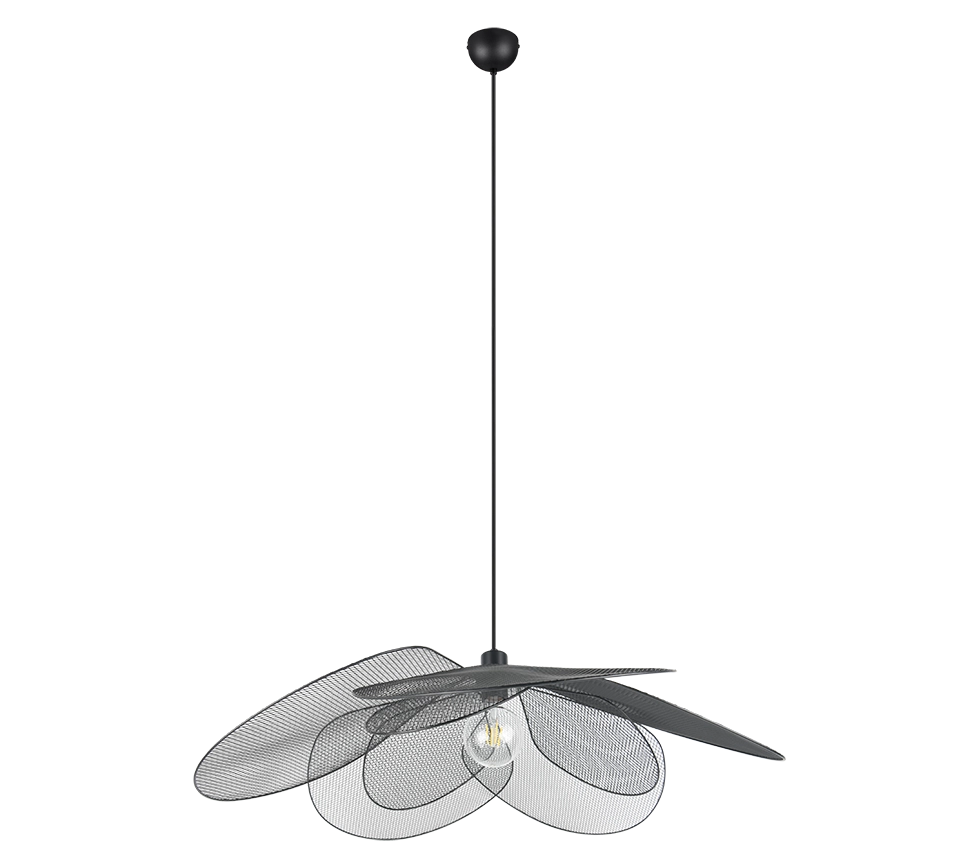 Lampada a sospensione petali fiore, metallo, nero, D 87 cm, Fleure