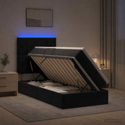 Letto con contenitore LED e materasso Nero 90 x 190 cm Velluto 3460160