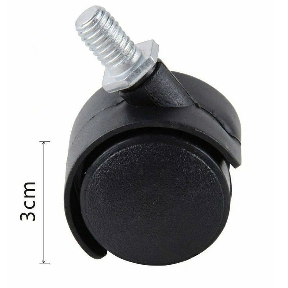 Trade Shop - Set 4 Ruote Girevoli Ricambio Per Sedie Mobili Poltrone Ufficio 3 Cm 91486 -