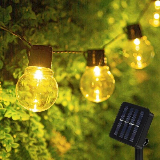 Illuminazione esterna a energia solare - Cavo di illuminazione 35m 10 LED esterno 8 modalità IP65 impermeabile bianco caldo - giardino terrazza balcone