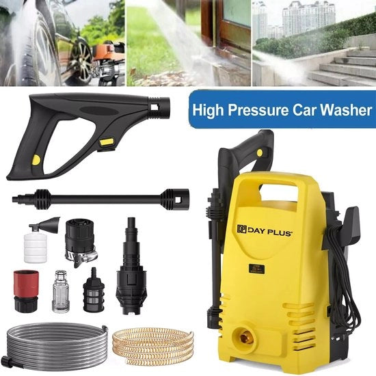 Spazzolatore ad acqua - Pistola a spruzzo - Sparatore ad alta pressione - Aspirapolvere ad alta pressione - 380l/h - 1600W - 110bar - Giallo - 7M