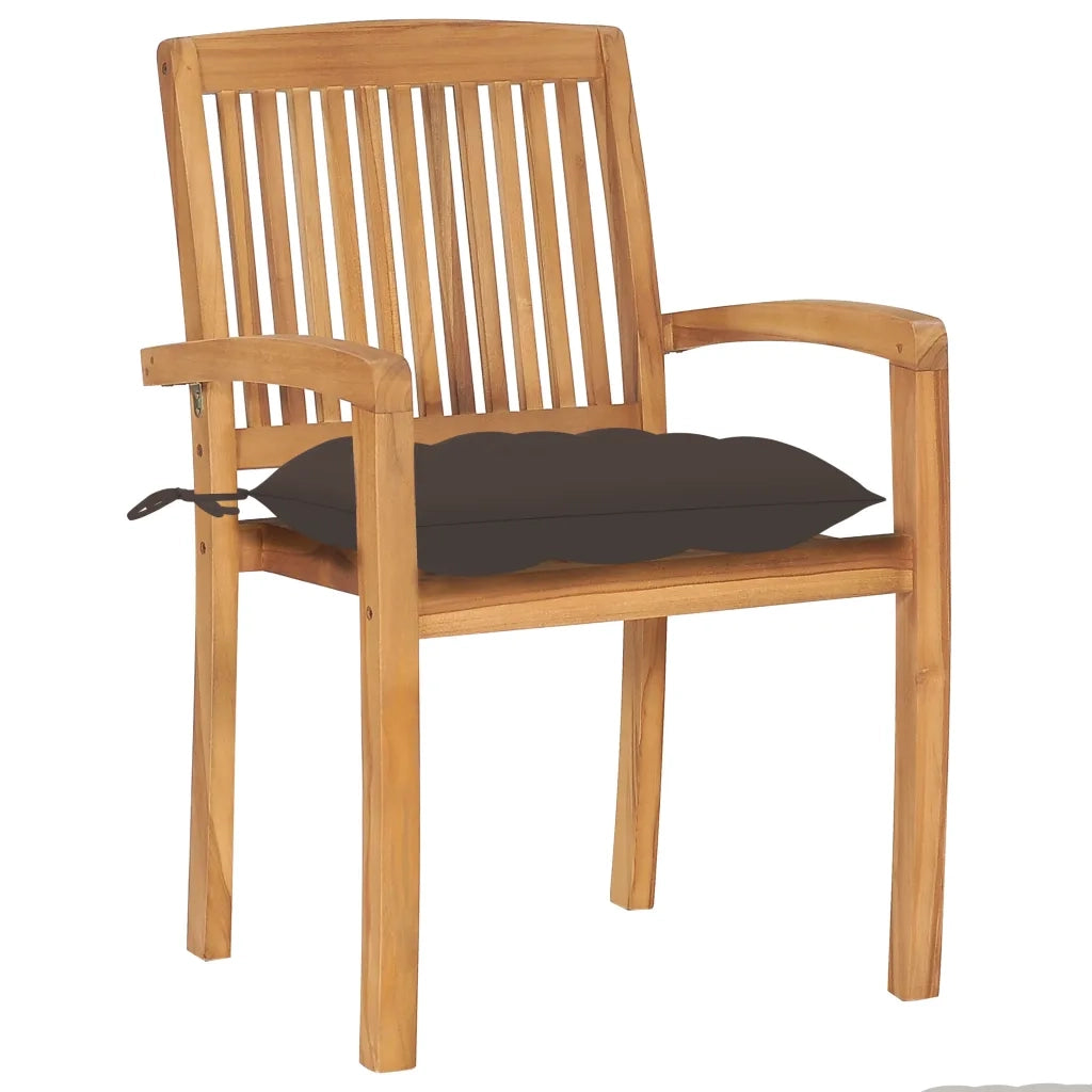 Sedie da Giardino 2 pz Cuscini Grigio Talpa in Teak Massello cod mxl 8094
