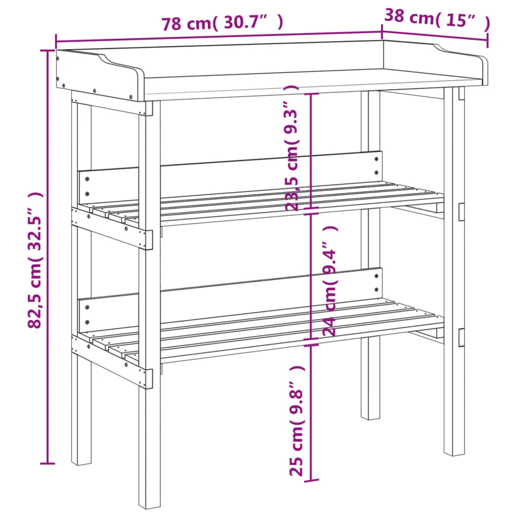 Tavolino porta piante con ripiani 78 x 38 x 82,5 cm legno di abete grigio 02_0045431