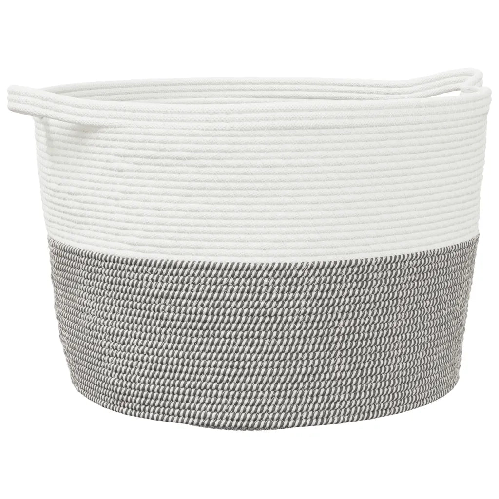 Cesto per Biancheria Grigio e Bianco Ø60x36 cm in Cotone 358474