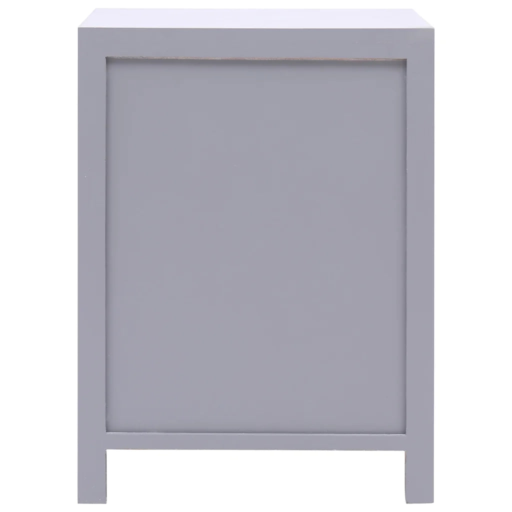 Comodino Grigio 38x28x52 cm in Legno di Paulownia 284072