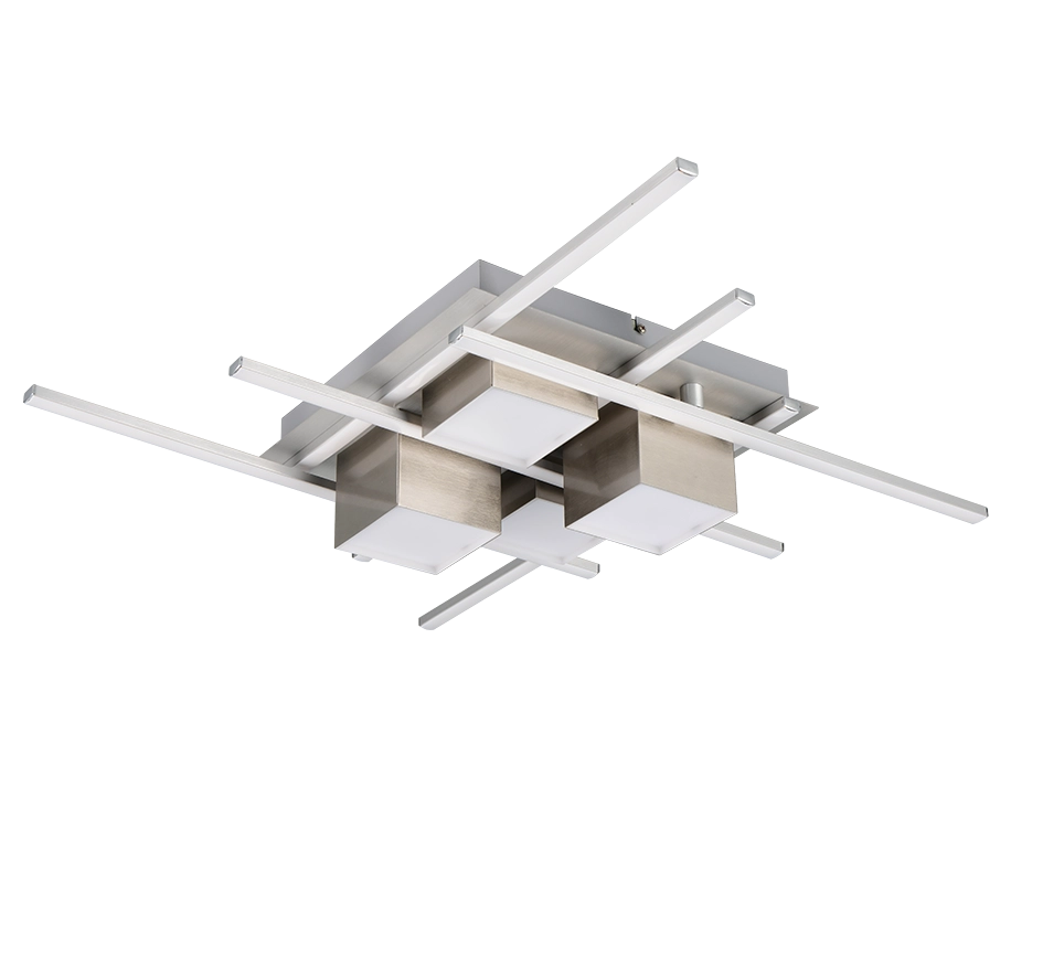 Plafoniera LED, metallo, acciaio, 70x70 cm, Roger