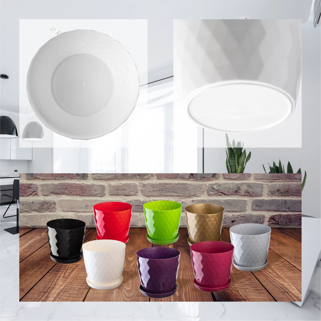 Vaso da fiori in plastica KADAX con supporto e coperchio, 20 cm, bianco.