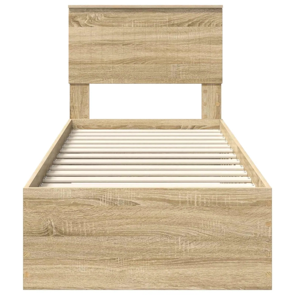 Struttura del letto-Giroletto Rovere Sonoma e Argento 75 x 190 cm 415155