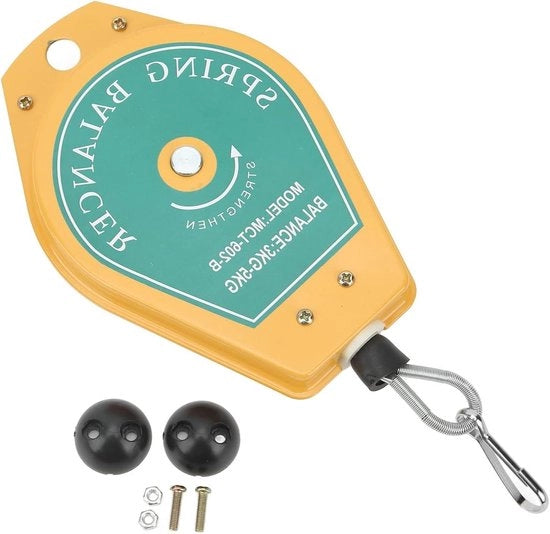Veerbalancer Intrekbare per Carichi da 3 a 5 kg con Apparato di Sicurezza - Sostegno per Chiave per Opnoppo - Incluso Fitting