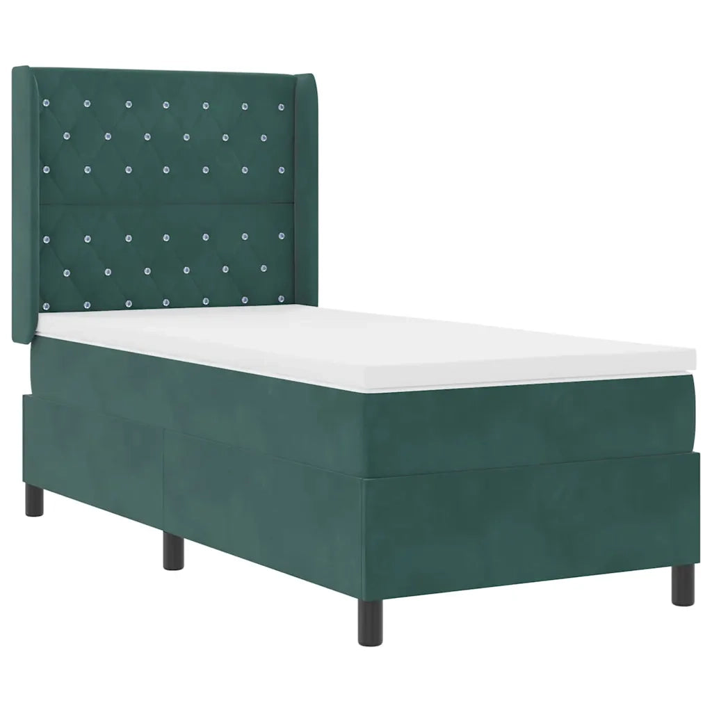 Letto con Box Springs LED e Materasso Verde scuro 90 x 200 cm 3343799