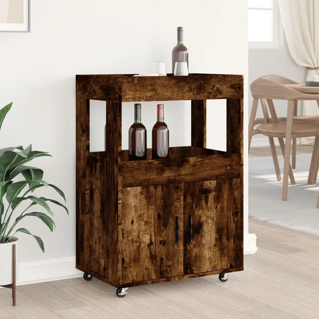 Carrello Bar Rovere Fumo 60x39,5x89 cm in Legno Multistrato 848273