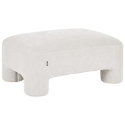 Rivestimento in tessuto bianco ottomano texture morbida gambe cilindriche stile organico