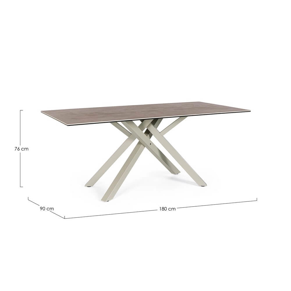 Tavolo da pranzo in ceramica con gambe in acciaio intrecciate - PHOENIX