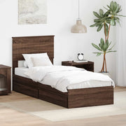 Letto con Contenitore con testiera Rovere Marrone 75 x 190 cm