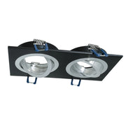 Portafaretto rettangolare nero silver incasso 155x80mm doppia luce orientabile GU10