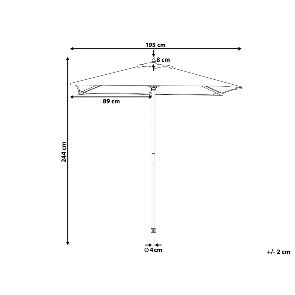 Ombrellone da giardino in tessuto beige legno di betulla 244 cm resistente agli agenti atmosferici