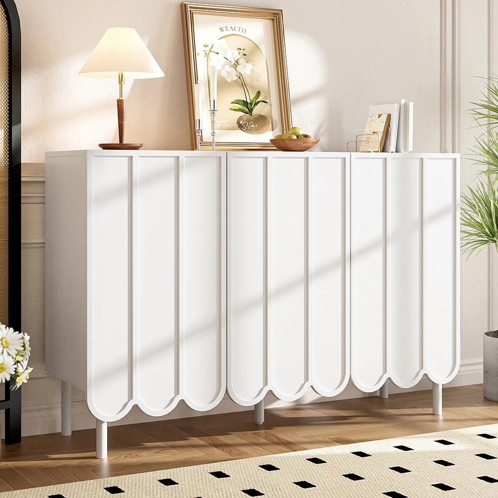 Buffet - Xylo - 120x35x80cm bianco porte ondulate