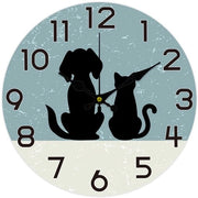 Orologio da parete con gatti e cani, 12 pollici alimentato da batterie, silenzioso, orologio decorativo con funzione anti-scricchiolante per soggiorno, ufficio, camera da letto e accessori di arredo