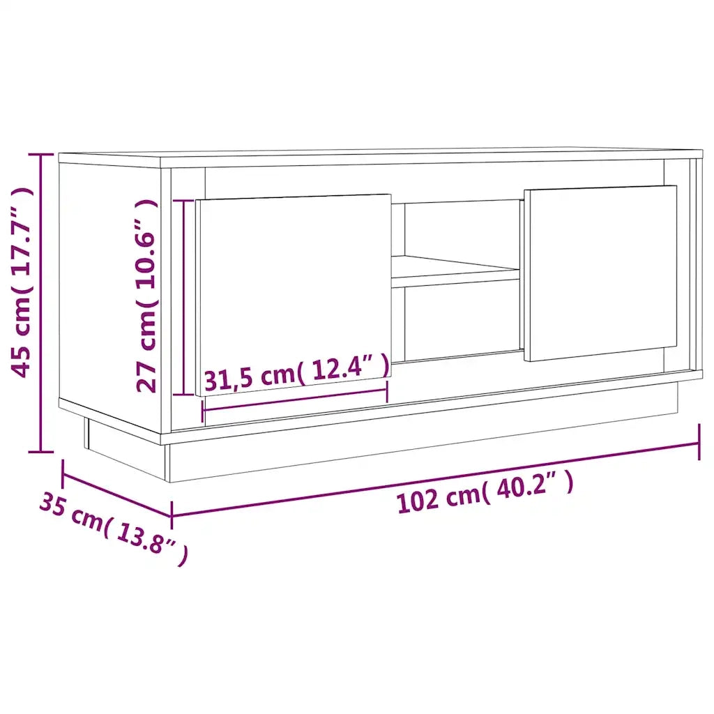 Mobile Porta TV Bianco 102x35x45 cm in Legno Multistrato 819860