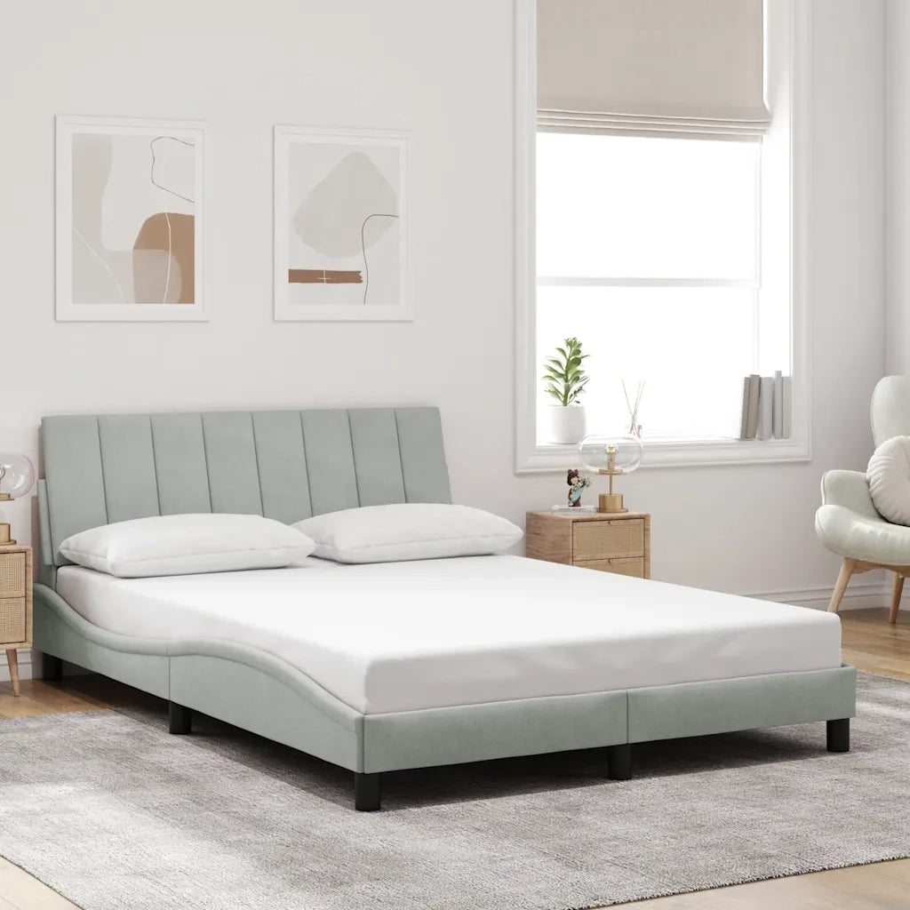 Giroletto con Testiera Grigio Chiaro 140x200 cm in Vellutocod mxl 114964
