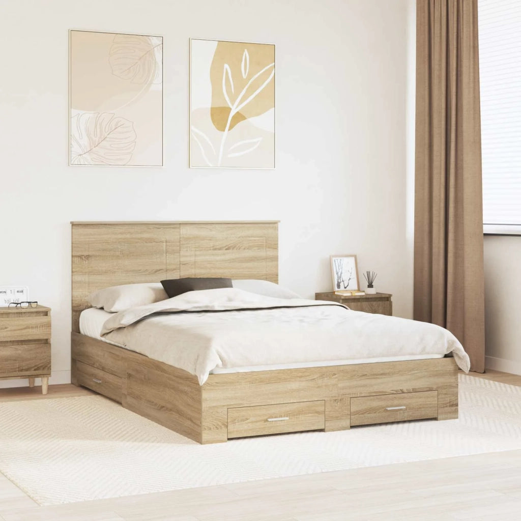Struttura del letto con testiera Rovere Sonoma 140 x 190 cm