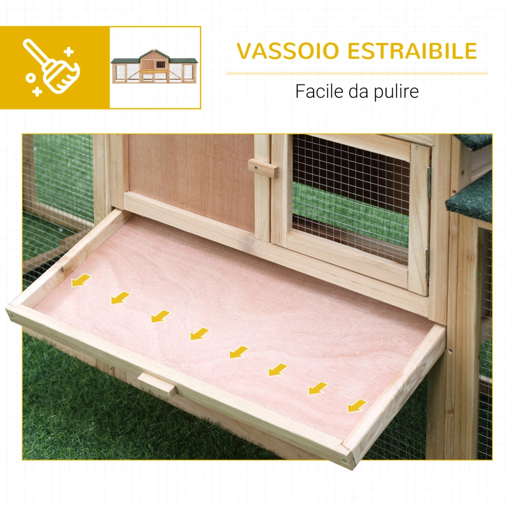 Gabbia per Conigli con Recinto e Tetto Impermeabile ¨C zephmum ¨C Grigio 210x45.5x84.5 cm