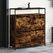 Scarpiera con 4 Cassetti Ribaltabili-Scaffale per scarpe Rovere Fumo 100x34x112 cm