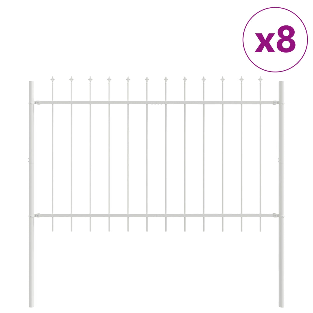 Recinzione da Giardino  con Punta a Lancia Bianca 13,6x1 m in Acciaio