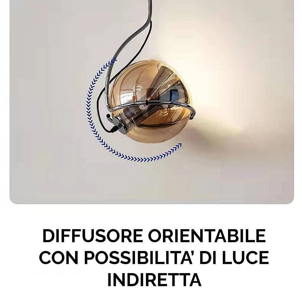 Trade Shop - Lampadario Sfera Vetro Pendente Globo E27 Lampada Orientabile Sospensione Lp-87 -