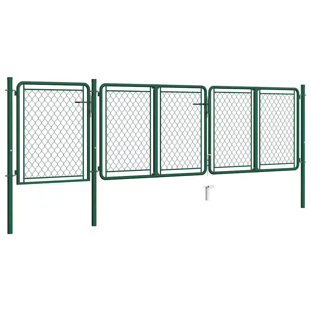 Cancello da Giardino in Acciaio 400x100 cm Verde 144445