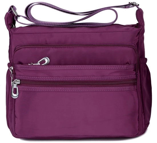 Borsa da spalla per donna impermeabile - Borsa da spalla leggera - Borsa da spalla in nylon - Borsa da spalla per il negozio - Riga regolabile - Molti scomparti - Dimensioni: 31 x 11 x 24 cm