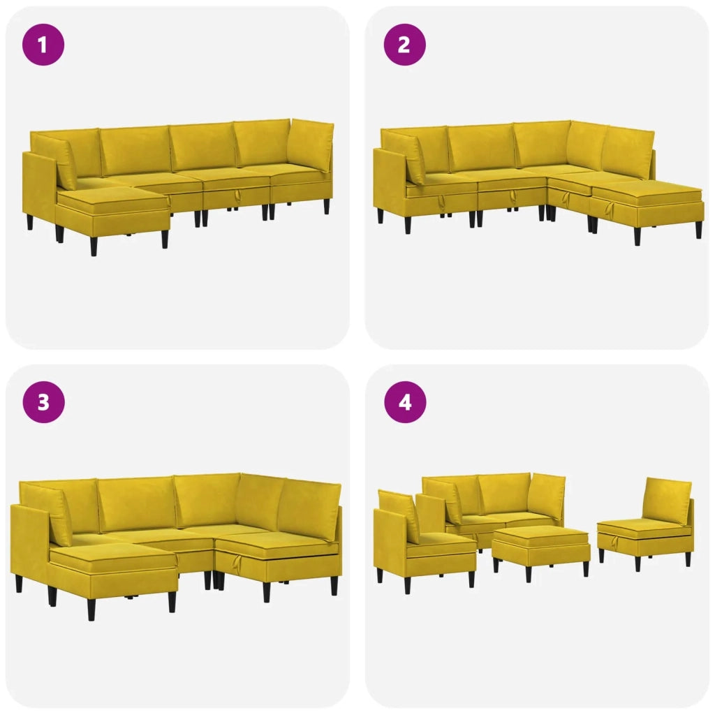 Set di mobili per il soggiorno con cuscino 5 pcs Giallo Velluto