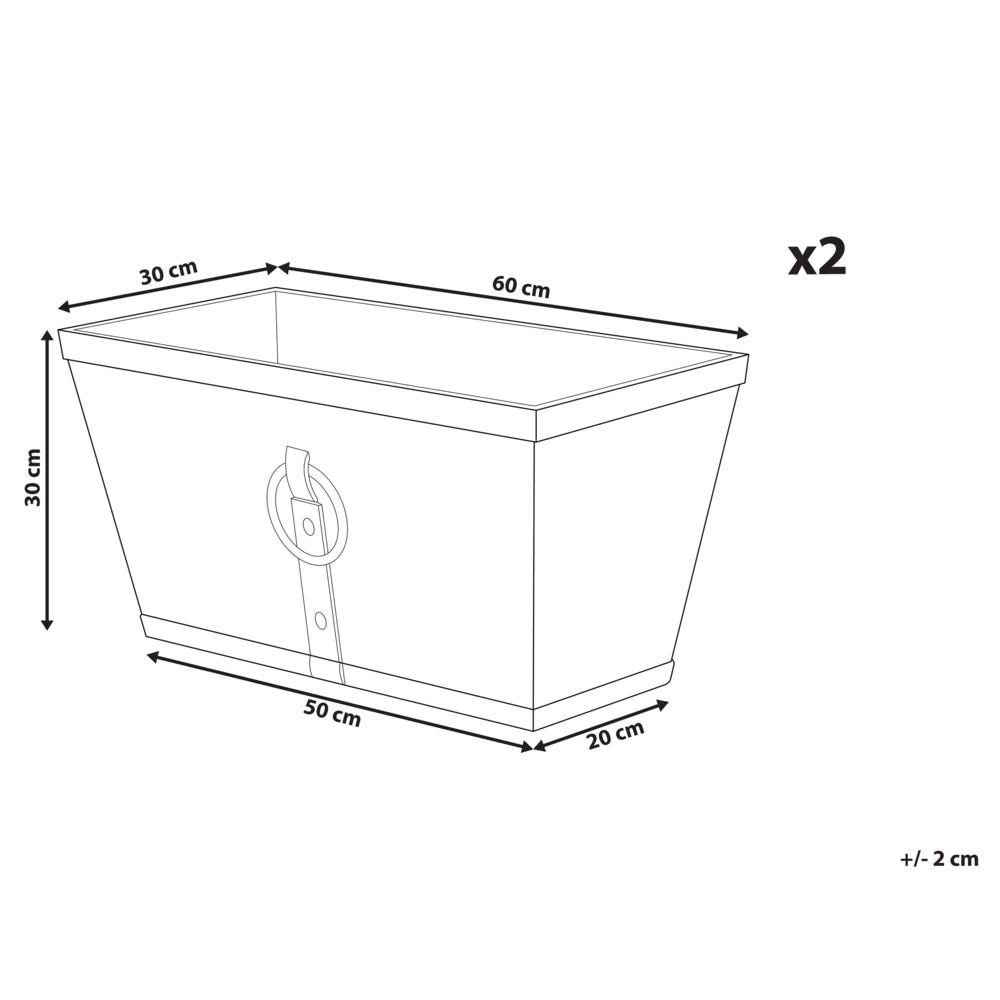 Vaso per piante Fioriera Solido Grigio Fibra Argilla per esterni Rettangolare 60 x 30 cm Per tutte le stagioni