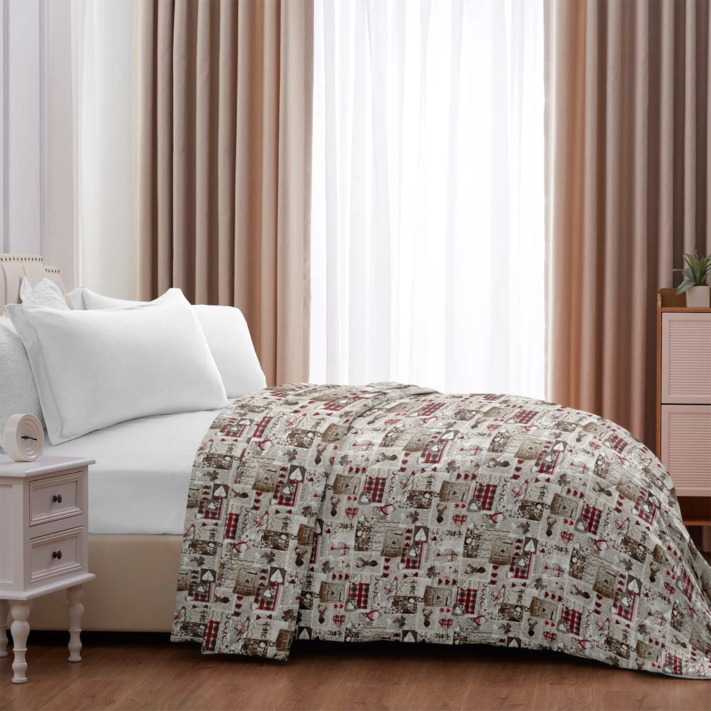 Trapunta Matrimoniale Invernale Stampata Piumino Caldo Piumone Prodotto Italiano Imbottitura Coperta Anallergica Traspirante - 27ShabbyDear 