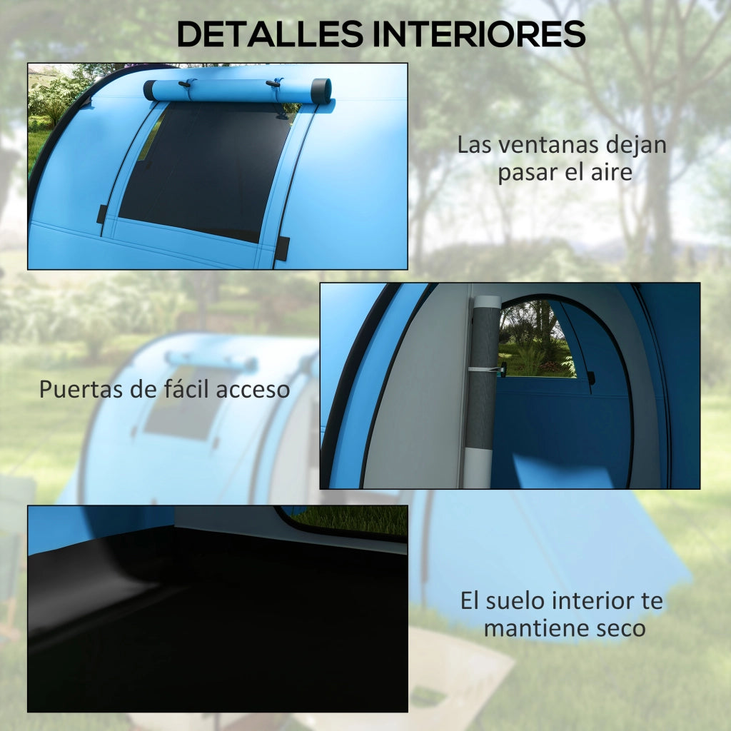Tenda da campeggio 3 persone con finestre e borsa ¨C zephmum ¨C blu 470x220x150 cm