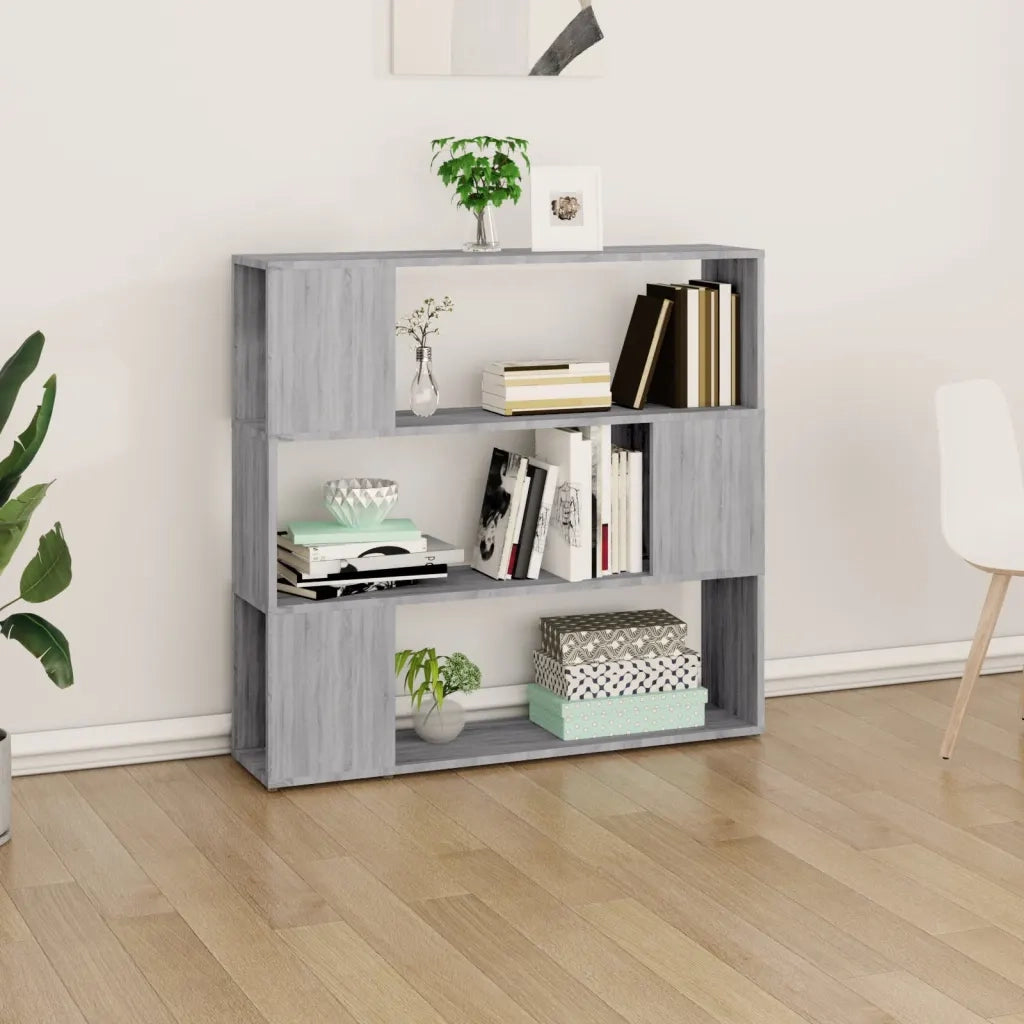 Libreria Divisorio-Scaffale per Libri-Mobile di Stoccaggio Grigio Sonoma 100x24x94 cm