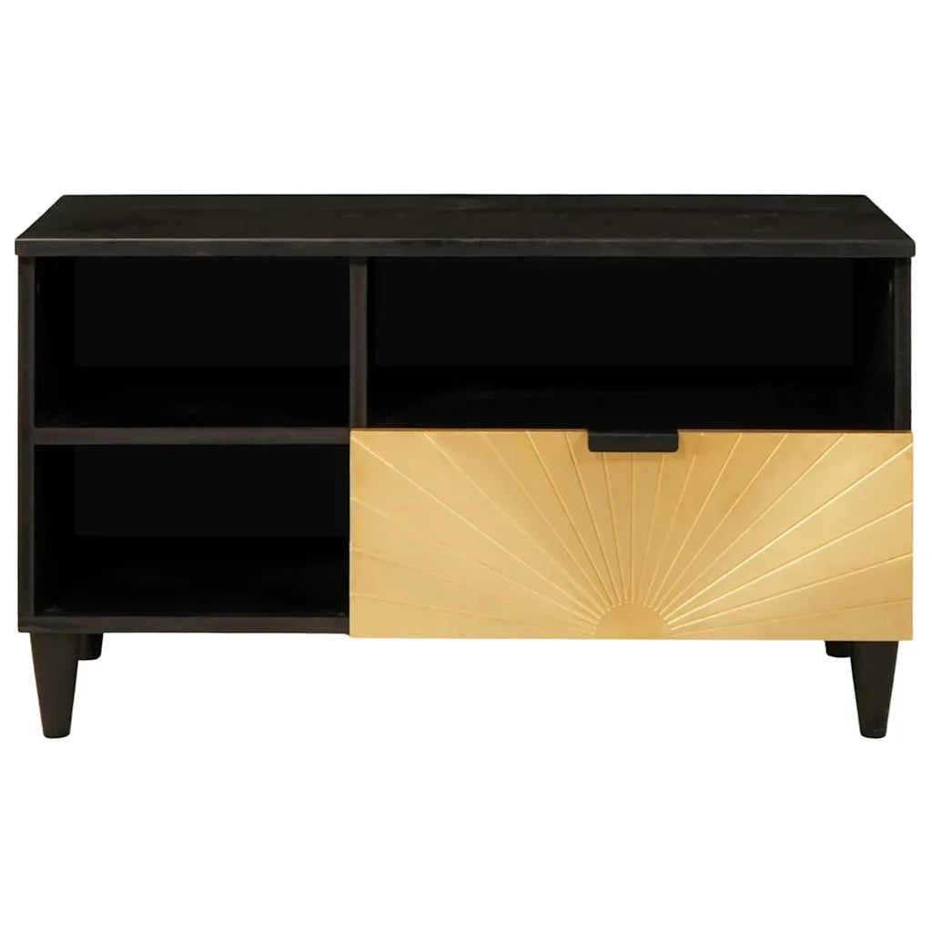 Mobile TV-Credenza per TV-Console TV Nero e Oro 80 x 33 x 46 cm Legno multistrato 192626