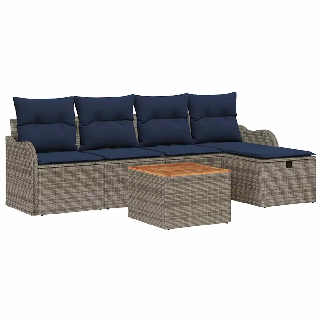 Set Divano da Giardino 6 pz Grigio polyrattan 3359479