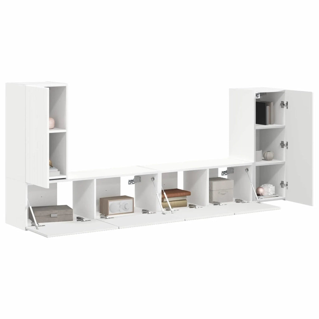 Set mobile TV 4 pcs Bianco Legno multistrato 3409114