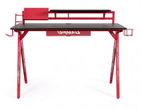 Scrivania Gaming 135,5x60x95 cm Gaming in MDF Rosso-Nero